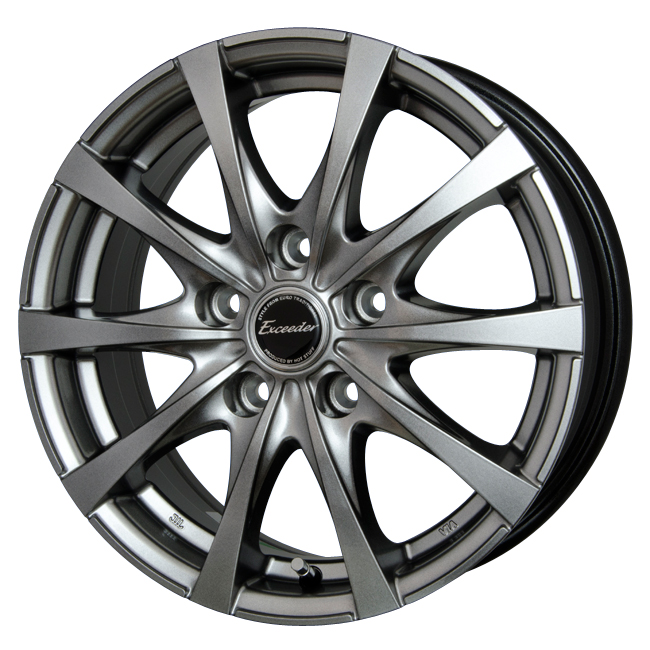●●1903-196LL エクシーダー Exceeder+185/60R15 4本セット フィールダー ヴィッツ アクア フィット スイフト等 185⁄60R15 エクシーダー E06 メタルシルバー 15インチ 4穴 100 5.5J サマータイヤ ホイール4本セット